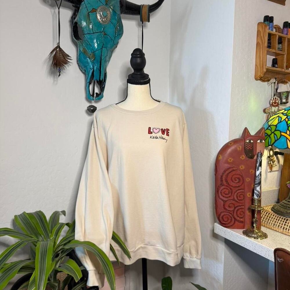 Keith haring pop art fleece sweatshirt streetwear boho indie